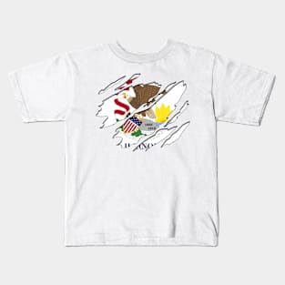 Tear Away Illinois Flag Kids T-Shirt